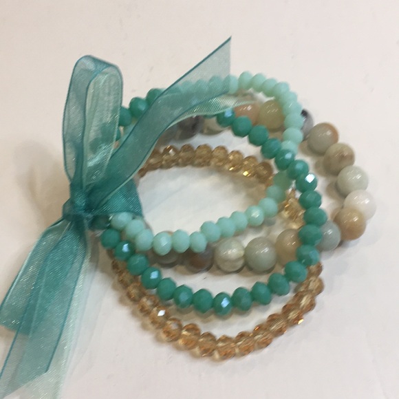 Natural Stone & Faux Crystal Bracelet Set - Picture 5 of 7